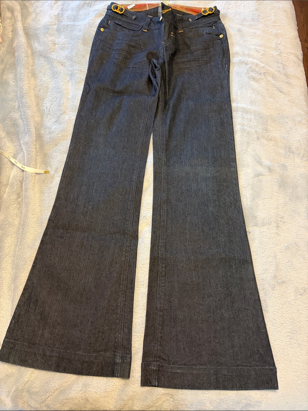 Women's Dark Blue Wide-Leg Flare Jeans